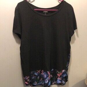 Express blouse size large black with floral paisley bottom